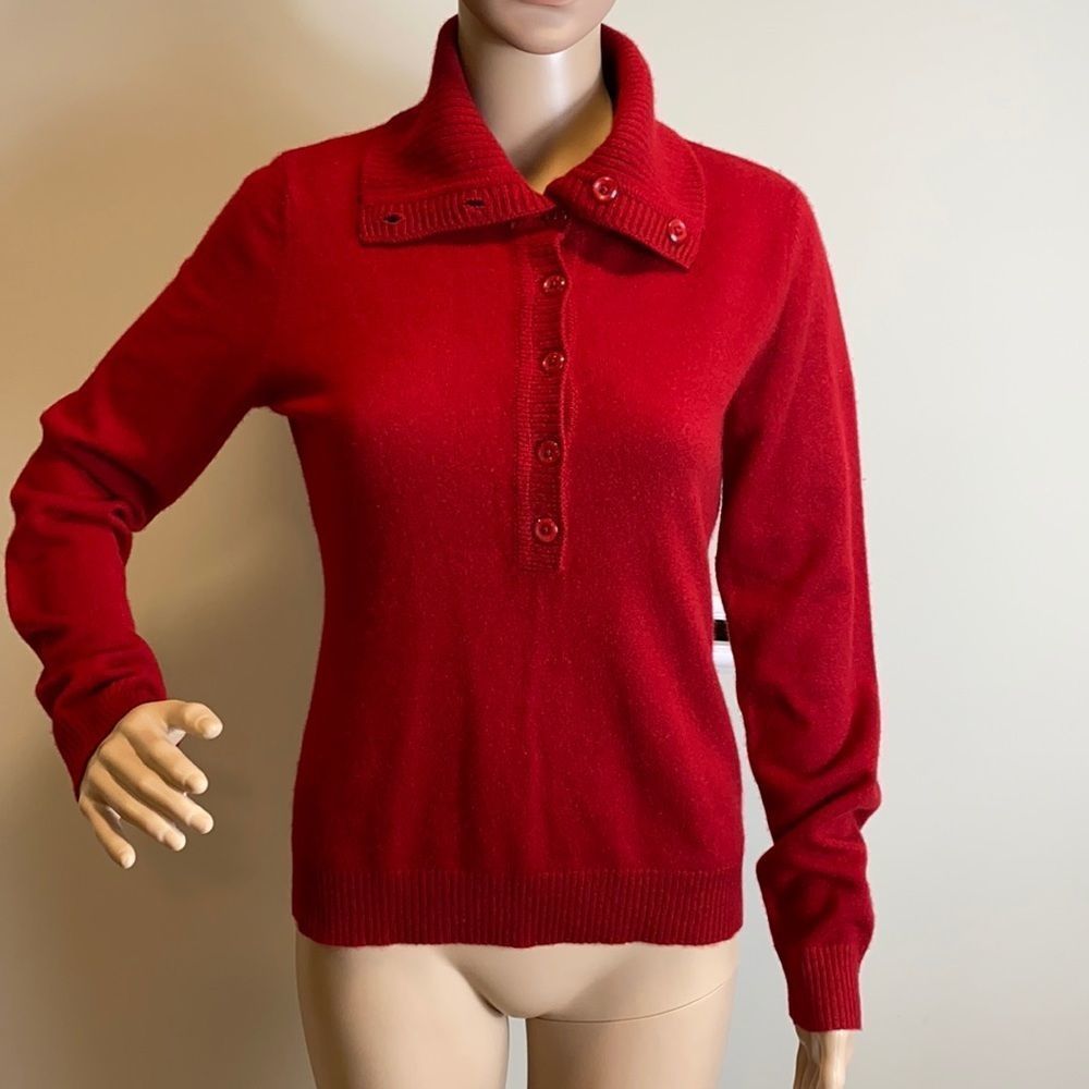 Red Button-Up Women's Sweater